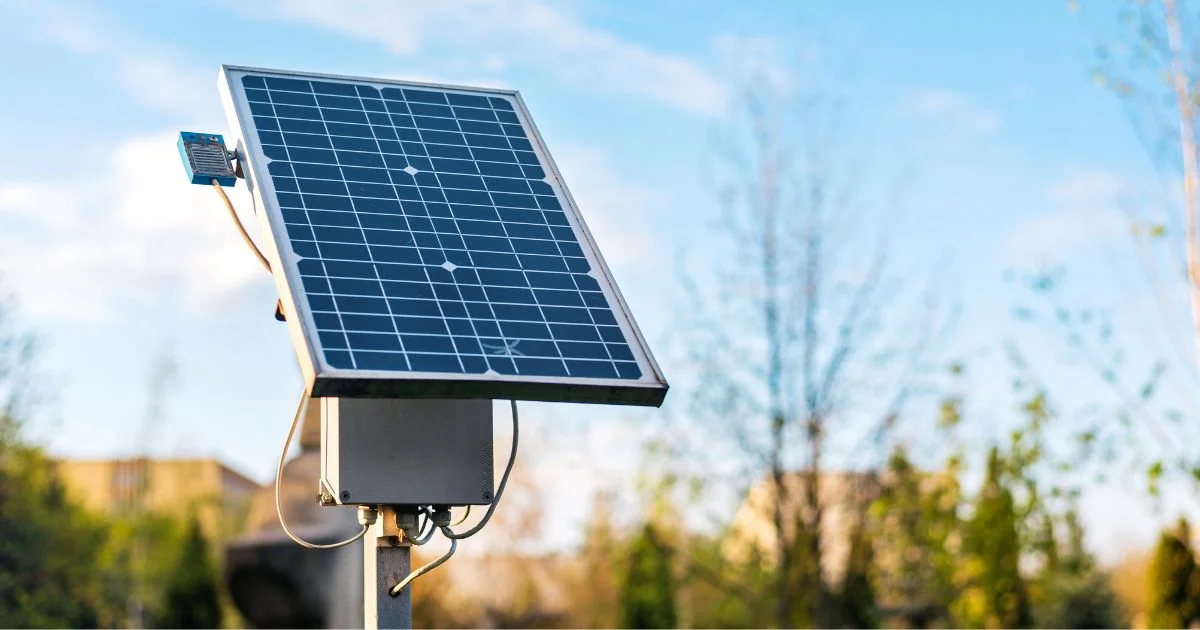 Solar panel mounted outdoors in daylight