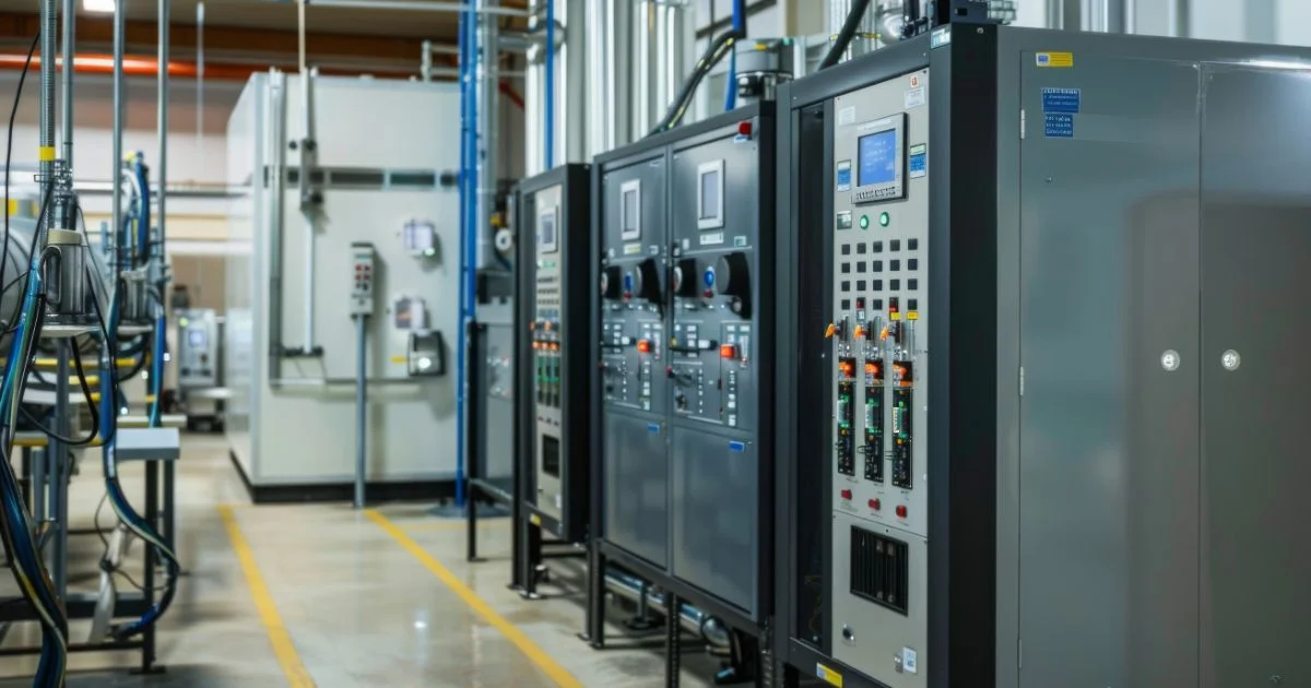 Industrial electrical cabinets in manufacturing facility