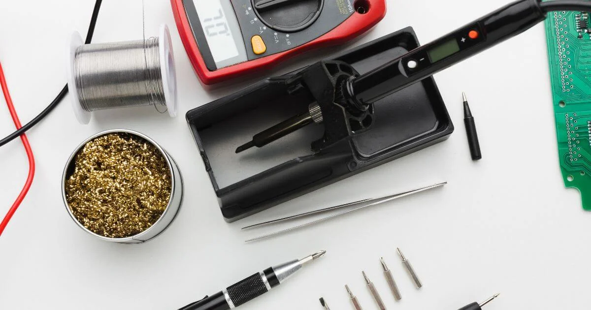 Soldering tools and electronics repair workstation